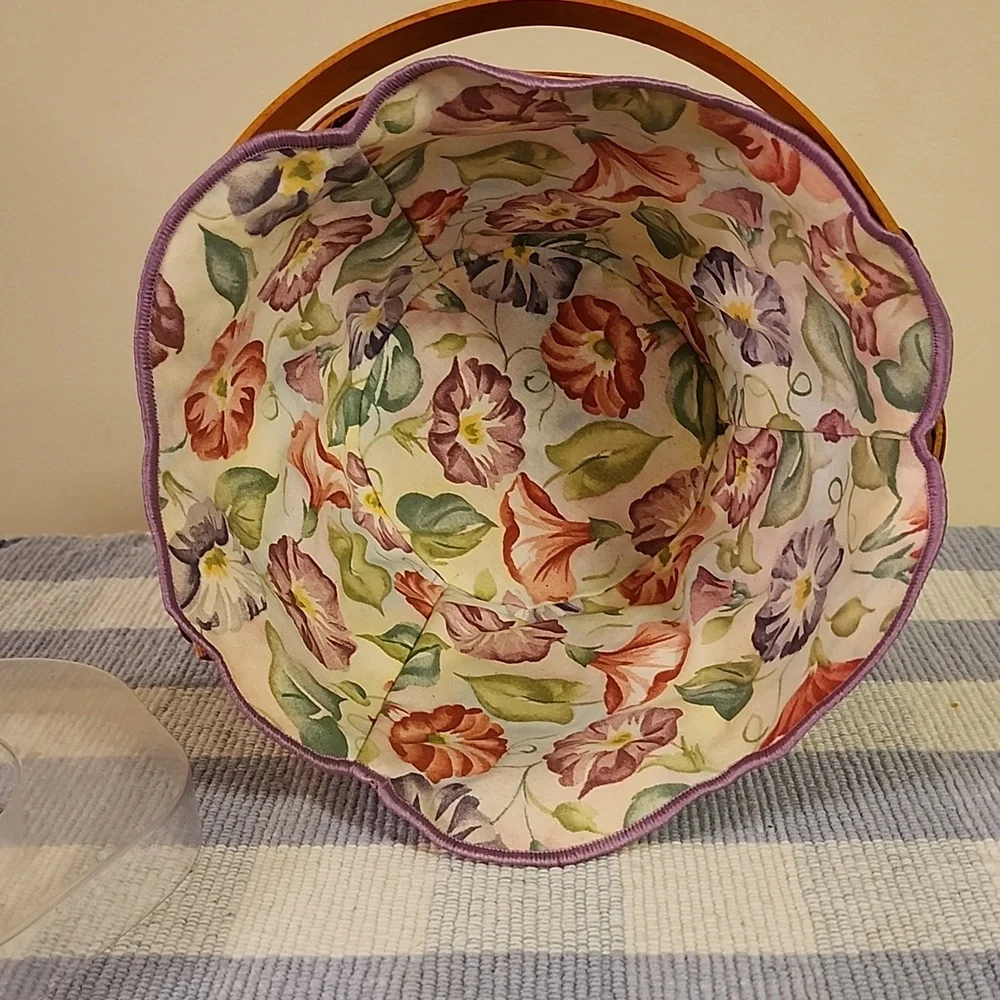 Longaberger May Series Morning Glory Basket with Floral Liner